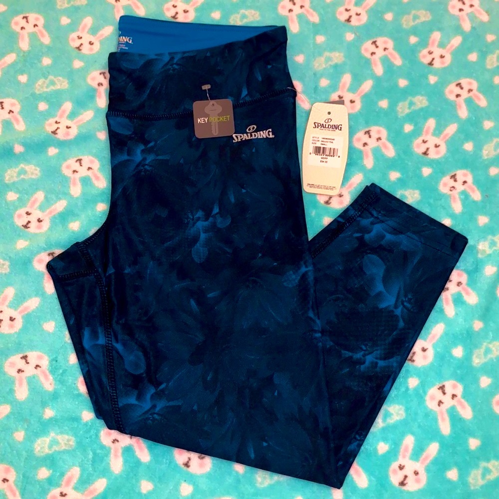 Spalding teal floral workout pants